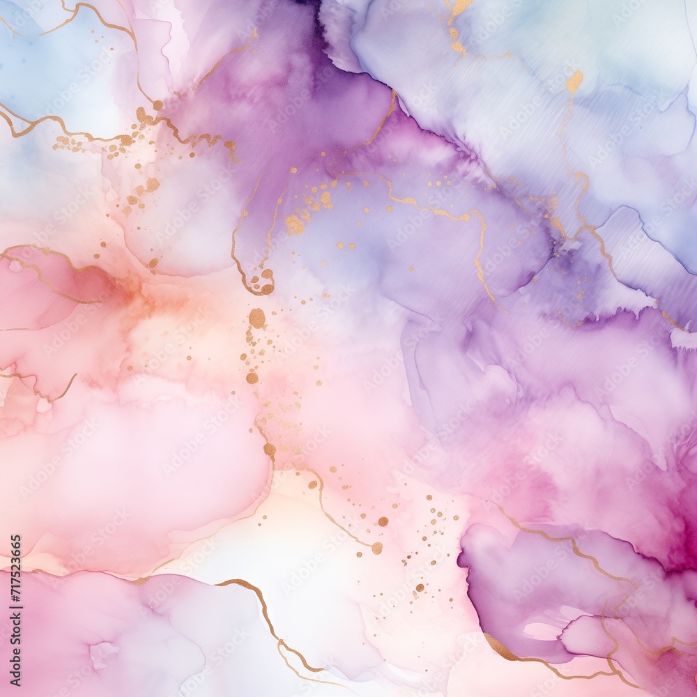 Elegant alcohol ink background with gold glitter elements