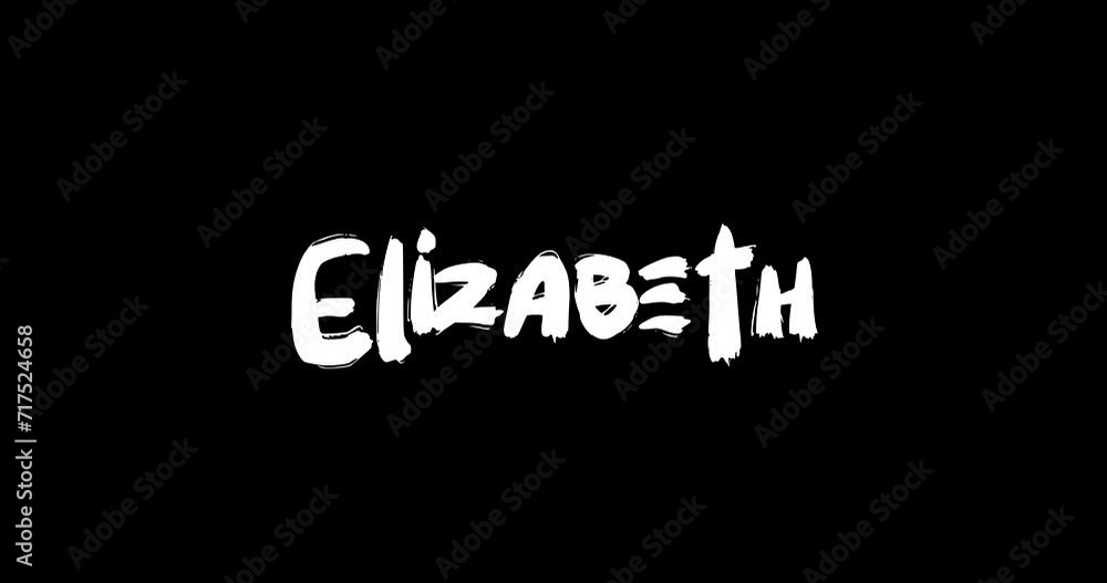 Elizabeth Women Name in Grunge Dissolve Transition Effect of Animated Bold Text Typography on Black Background Elizabeth Women Name in Grunge Dissolve Transition Effect of Animated Bold Text Typography on Black Background
