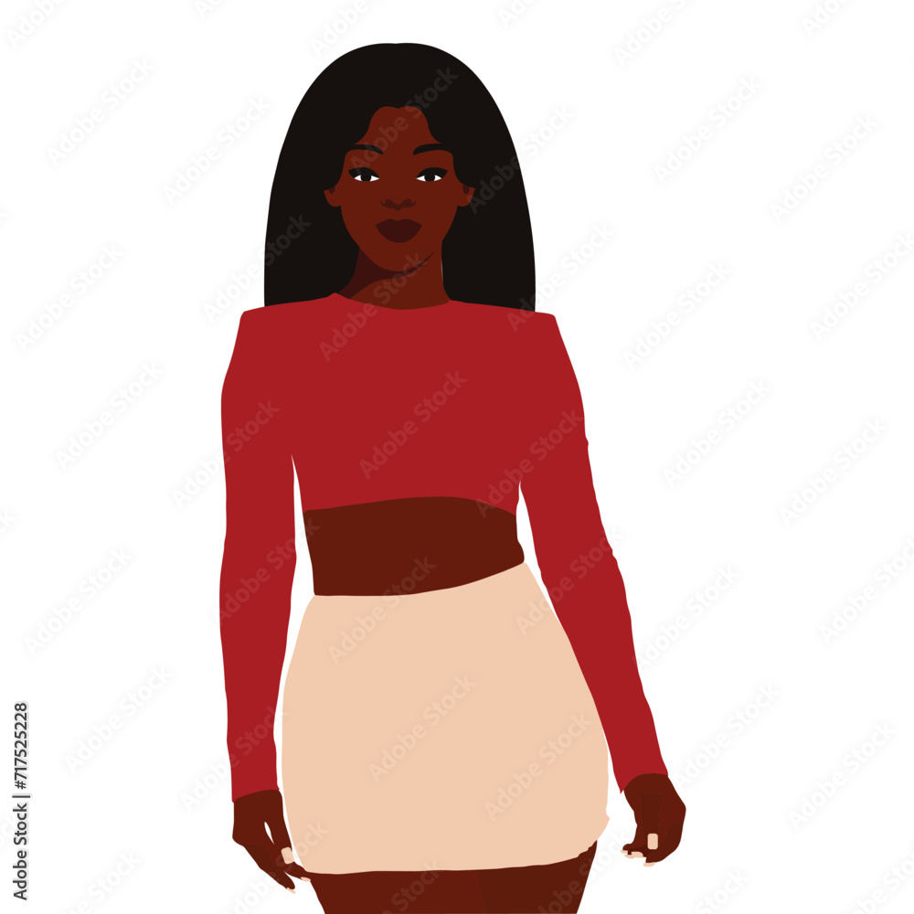 Stylish black woman in elegant art style vector Stylish black woman in elegant art style vector