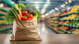 Fresh Vegetables and Fruits in Shopping Bags at the Super Market 