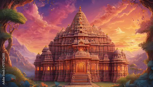Fotografie, Obraz Illustration of Hindu mandir, Shree Ram temple