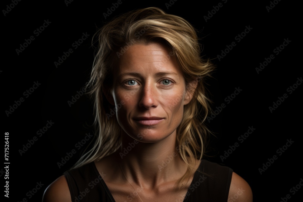 Portrait of a beautiful woman with blond hair on a black background