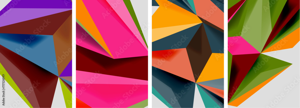 Set of mosaic triangle pattern abstract posters. Vector illustration For Wallpaper, Banner, Background, Card, Book Illustration, landing page Set of mosaic triangle pattern abstract posters. Vector illustration For Wallpaper, Banner, Background, Card, Book Illustration, landing page