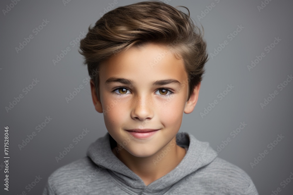 Portrait of a cute little boy with hairstyle. Studio shot. Portrait of a cute little boy with hairstyle. Studio shot.