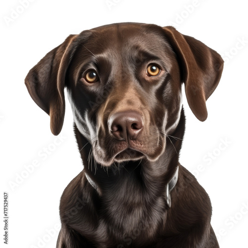 Chocolate Labrador Retriever Puppy Sitting on a White Background © PNG Aom.WingWon
