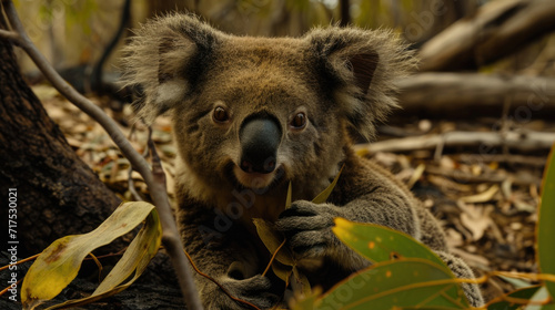 Closeup of a koalas halfeaten meal of scorched leaves a scarce and inadequate food source in the wake of widespread habitat destruction highlighting the devastating impact