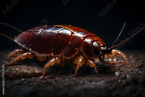 cockroach on black background