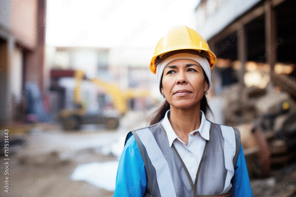 female engineer with hard hat at a construction site female engineer with hard hat at a construction site