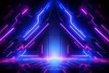 3d render abstract violet blue and pink lights neon background