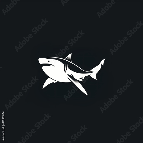 White Shark Against a Black Background  minimalist logo