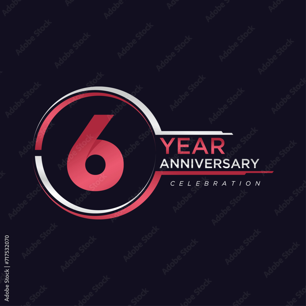 6 years anniversary golden pink color with circle ring isolated on black background for anniversary celebration event 6 years anniversary golden pink color with circle ring isolated on black background for anniversary celebration event