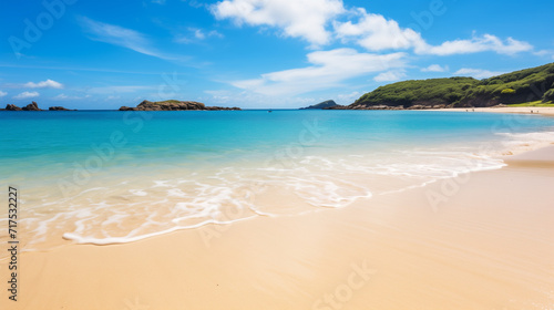 Tropical beach with blue sky and white clouds abstract texture background