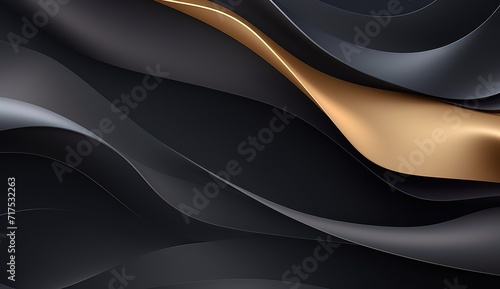 A black and gold wavy background. generative AI