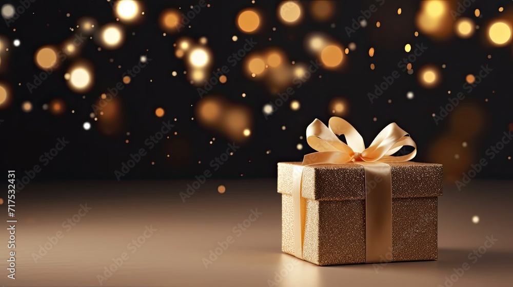 Gift box on a clean background in the style of the new year where there is space for text Gift box on a clean background in the style of the new year where there is space for text