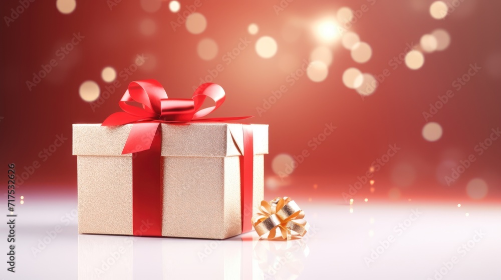 Gift box on a clean background in the style of the new year where there is space for text Gift box on a clean background in the style of the new year where there is space for text