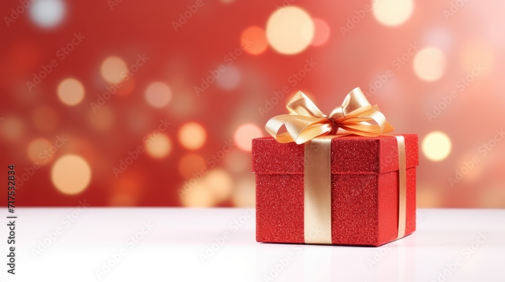 Gift box on a clean background in the style of the new year where there is space for text