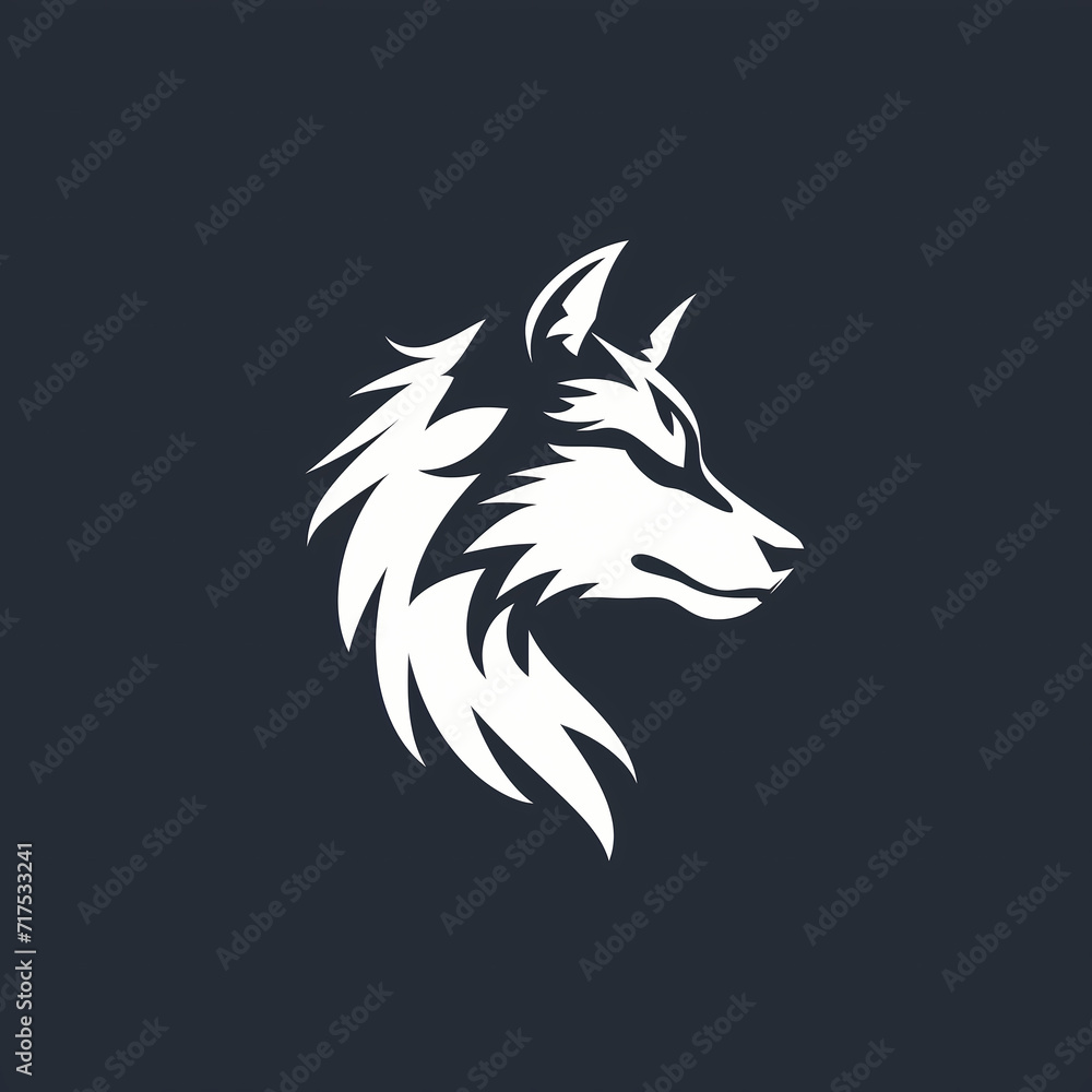 Obraz premium Majestic White Wolf Head on Black Background