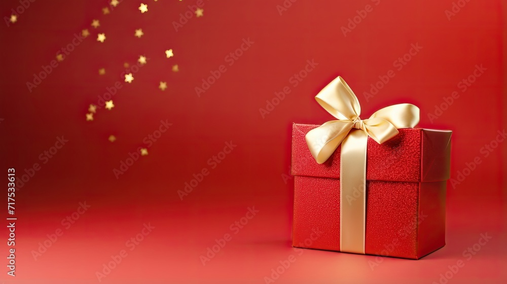 Gift box on a clean background in the style of the new year where there is space for text Gift box on a clean background in the style of the new year where there is space for text