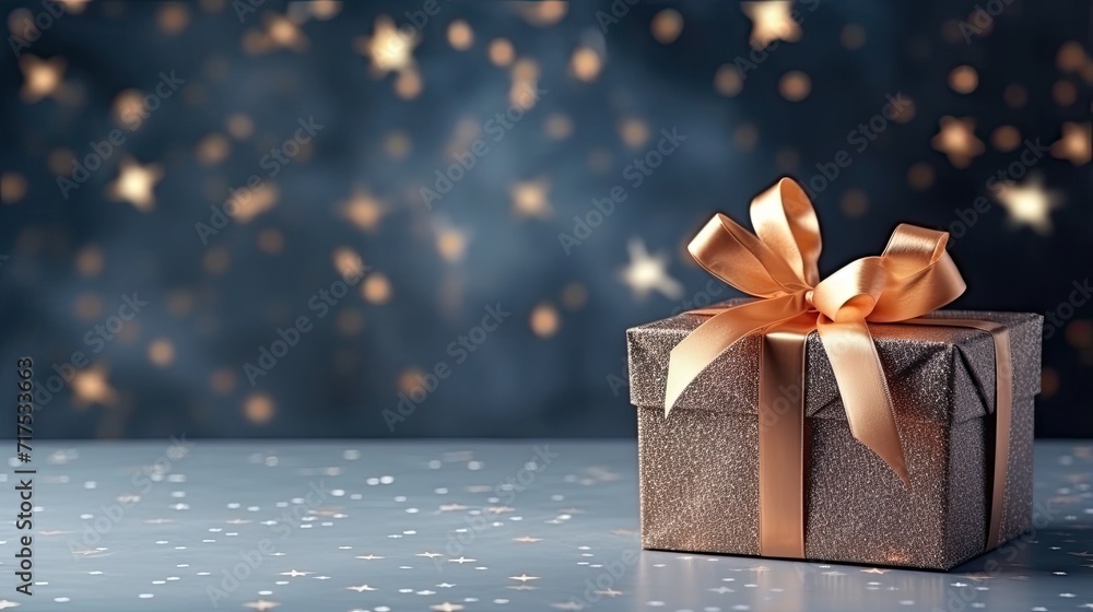 Gift box on a clean background in the style of the new year where there is space for text Gift box on a clean background in the style of the new year where there is space for text