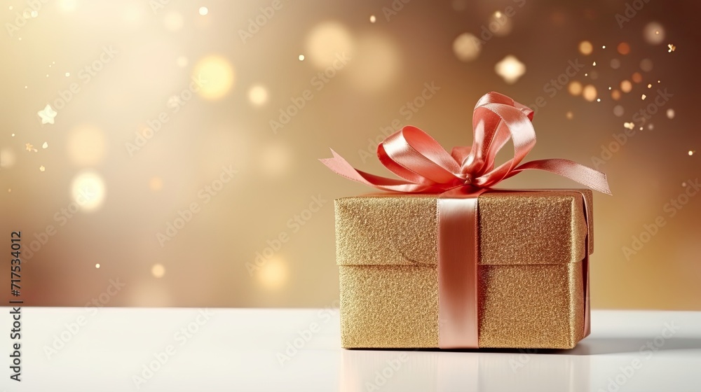 Gift box on a clean background in the style of the new year where there is space for text Gift box on a clean background in the style of the new year where there is space for text