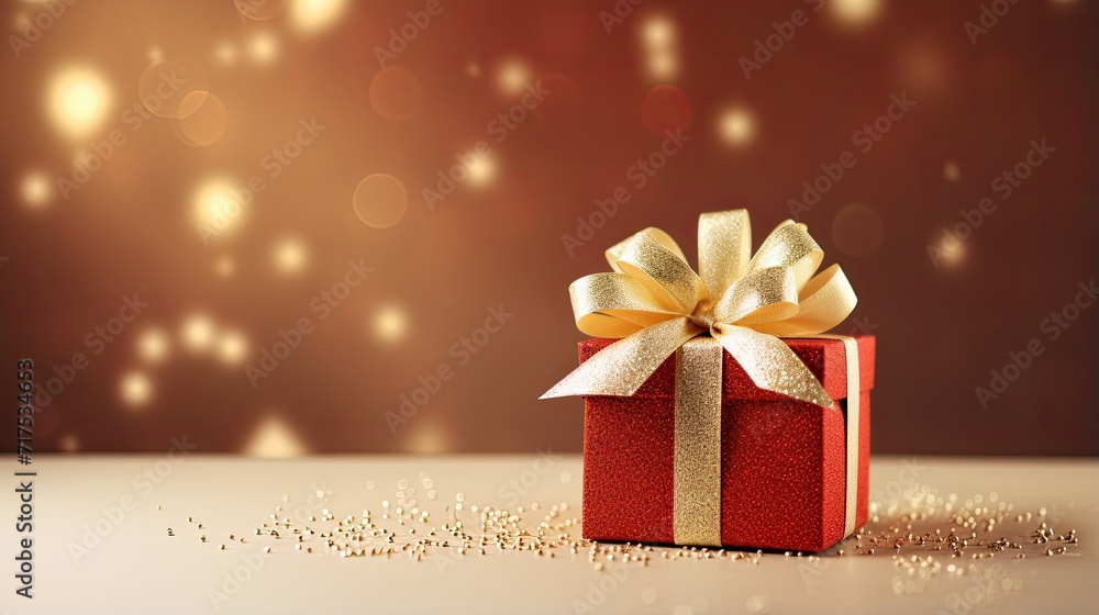 Gift box on a clean background in the style of the new year where there is space for text Gift box on a clean background in the style of the new year where there is space for text
