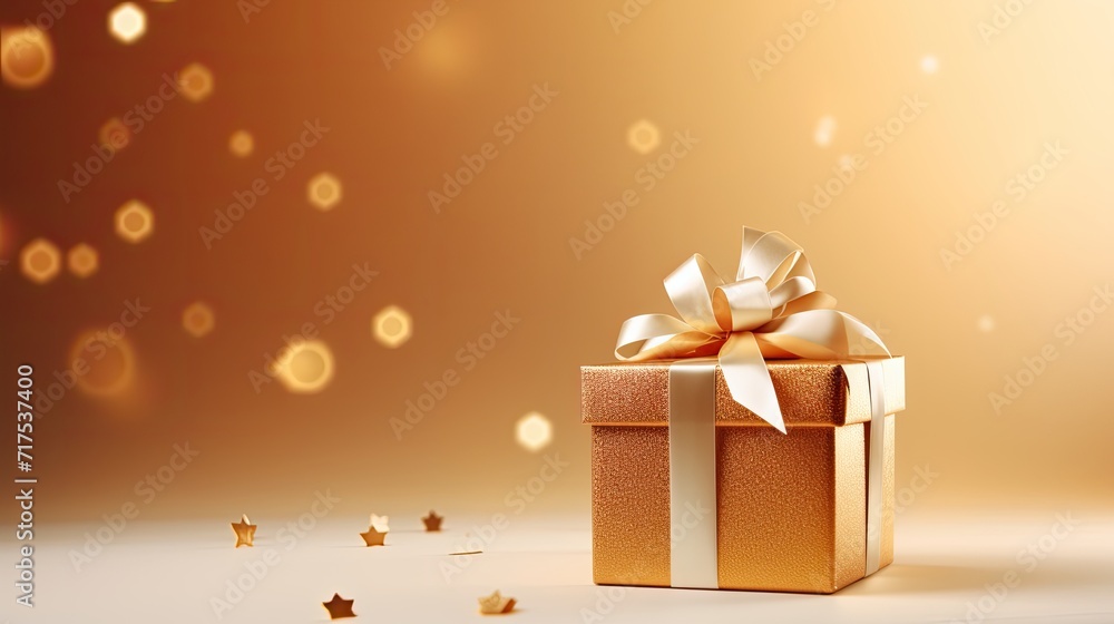 Gift box on a clean background in the style of the new year where there is space for text Gift box on a clean background in the style of the new year where there is space for text