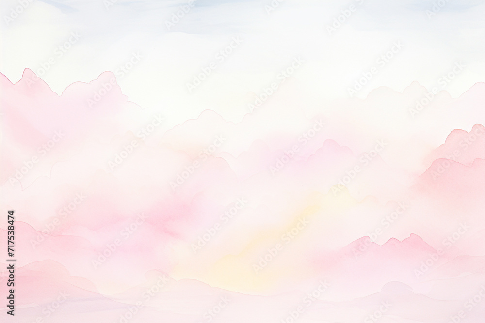 Color fog dreams Pink and bright pastels in the mist , cartoon drawing, water color style