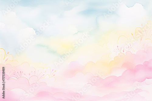Color fog dreams Pink and bright pastels in the mist   cartoon drawing  water color style