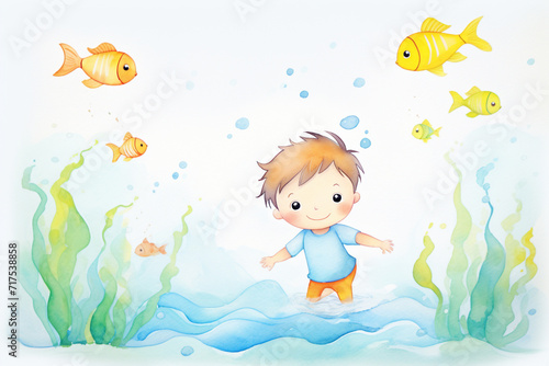 Creative fingers A child artist s happy painting experience   cartoon drawing  water color style