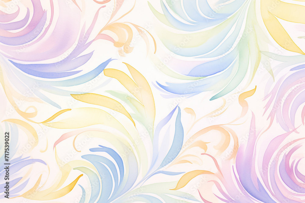 Decorative patterns in pastel Adding elegance to your background , cartoon drawing, water color style - obrazy, fototapety, plakaty 