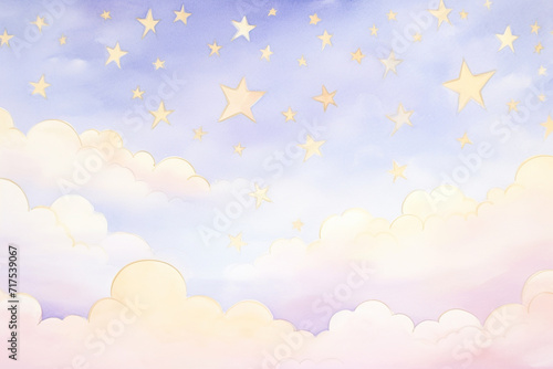 Designing the sky The pastel magic of blend and decorative patterns , cartoon drawing, water color style