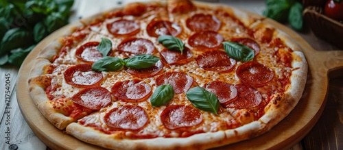 New-York style Italian pepperoni pizza, authentic and delicious.