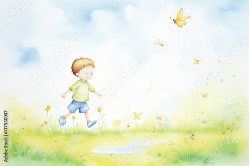 Imagination at play A child's journey into the world of painting , cartoon drawing, water color style