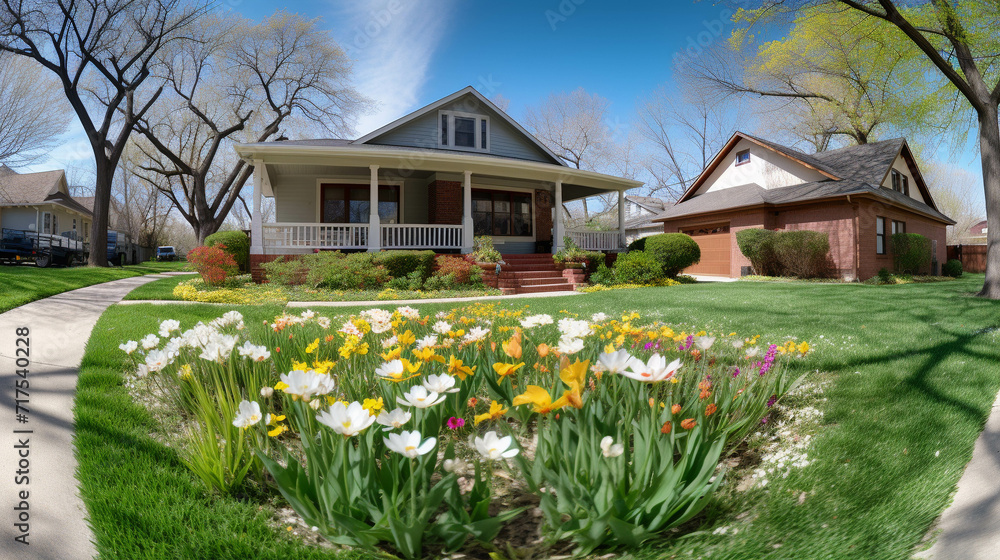 house with flowers high definition(hd) photographic creative image