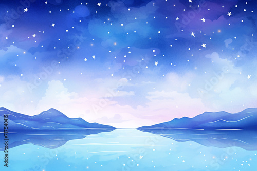 Night sky infinity A graphic representation of cosmic landscapes , cartoon drawing, water color style