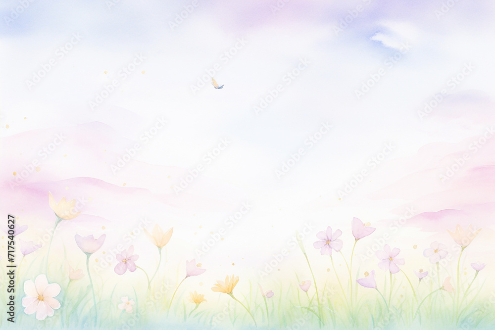 Pastel beauty in spring Crafting a dreamy background , cartoon drawing, water color style