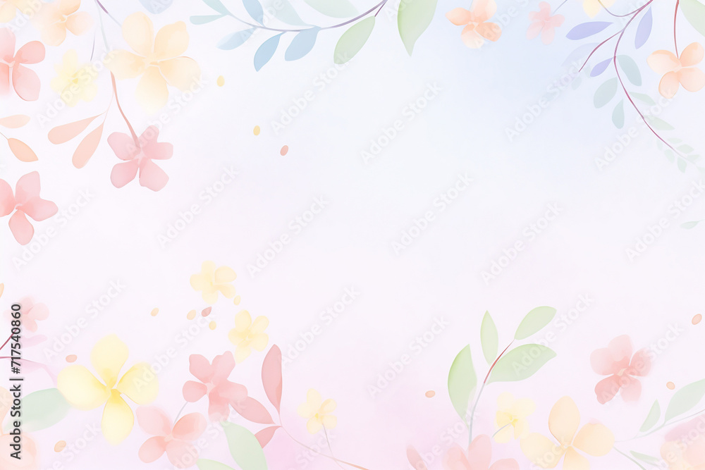 Pastel spring vibes A background that blooms with color , cartoon drawing, water color style