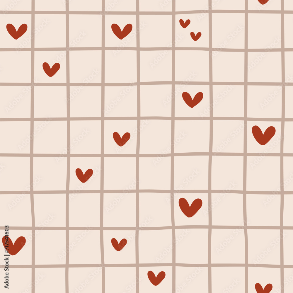 Valentines day retro modern repeating vector background, digital paper, seamless pattern with hand drawn elements and hearts Valentines day retro modern repeating vector background, digital paper, seamless pattern with hand drawn elements and hearts