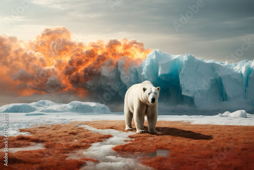A concept of global warming and awareness of urgent needing actions photo