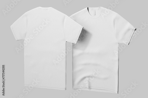 front and back view blank casual cotton textile t shirt apparel street wear clothes realistic mockup template isolated