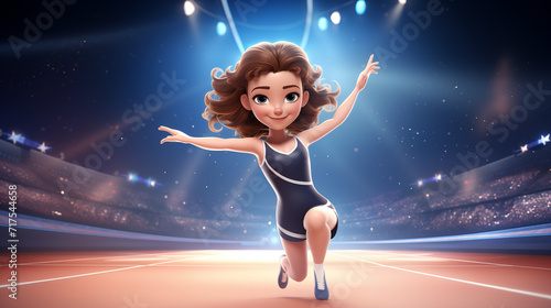 cartoon cute gymnastic athlete  is showing gymnastic at arena © Surasri