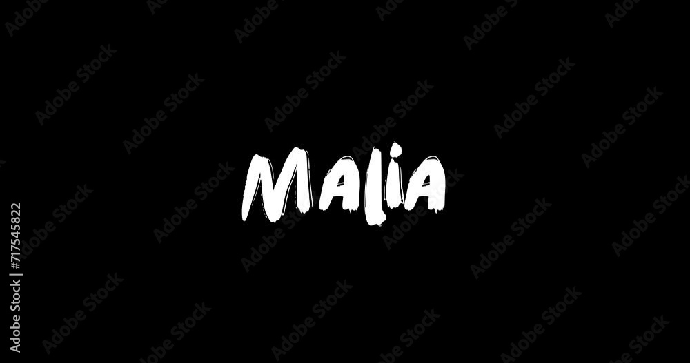 Malia Women Name in Grunge Dissolve Transition Effect of Animated Bold Text Typography on Black Background Malia Women Name in Grunge Dissolve Transition Effect of Animated Bold Text Typography on Black Background