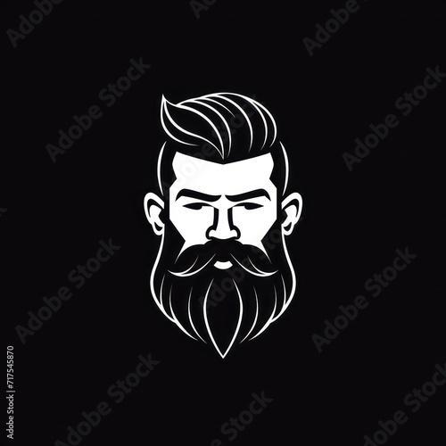 Beard man simple logo, vector design, minimalist logo. Generative AI