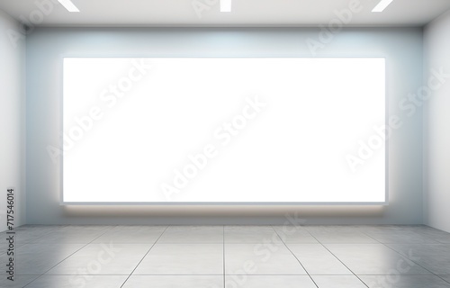 A large white blank board in front of a gray wall. generative AI © original logo