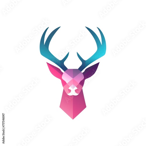 Geometric deer head with the face in a polygon abstract pattern polygon logo, minimalist, modern logo. Generative AI