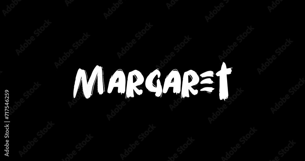 Margaret Female Name in Digital Grunge Transition Effect of Bold Text Typography Animation on Black Background Margaret Female Name in Digital Grunge Transition Effect of Bold Text Typography Animation on Black Background