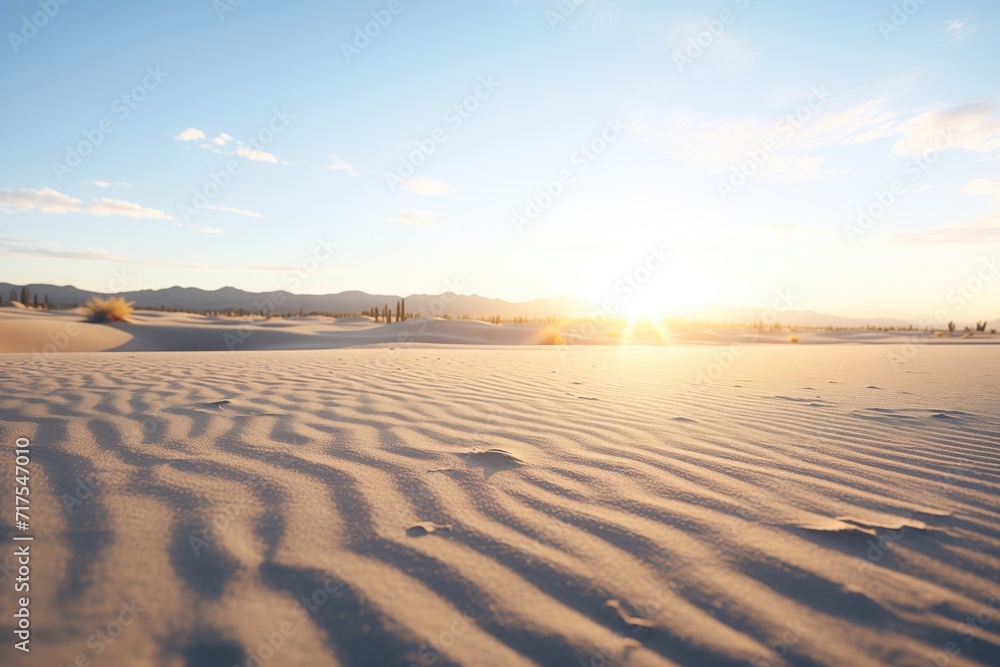 Naklejka premium desert dunes casting long shadows at sunset