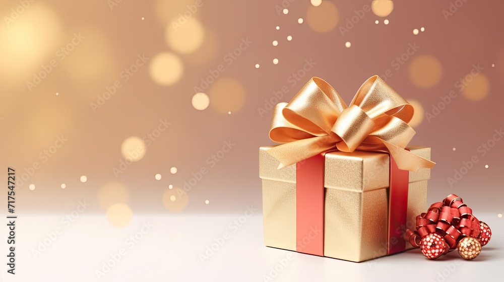 Gift box on a clean background in the style of the new year where there is space for text Gift box on a clean background in the style of the new year where there is space for text