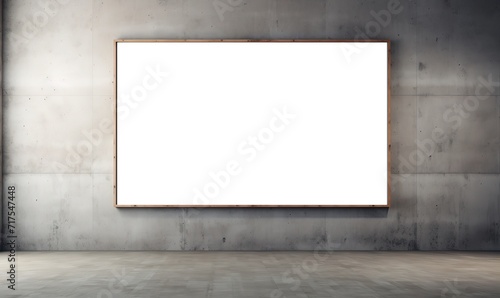 A large white blank board in front of a gray wall. generative AI © original logo