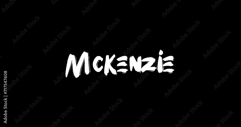 Mckenzie Female Name in Digital Grunge Transition Effect of Bold Text Typography Animation on Black Background Mckenzie Female Name in Digital Grunge Transition Effect of Bold Text Typography Animation on Black Background
